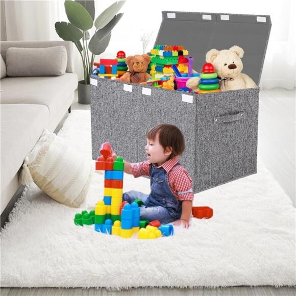 Large Toy Box Chest Storage with Lid - Collapsible Kids Toys Boxes - Picture 2 of 7